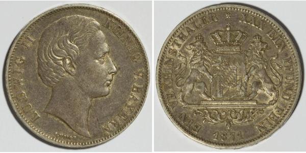 1 Thaler Kingdom of Bavaria (1806 - 1918) Silver Ludwig II of Bavaria (1845 – 1886)