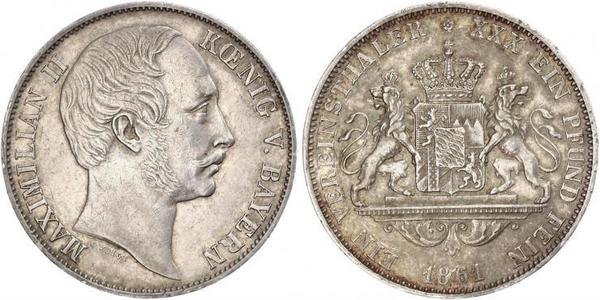 1 Thaler Kingdom of Bavaria (1806 - 1918) Silver Maximilian II of Bavaria (1811 - 1864)