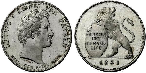 1 Thaler Kingdom of Bavaria (1806 - 1918) Silver Ludwig I of Bavaria (1786 – 1868)