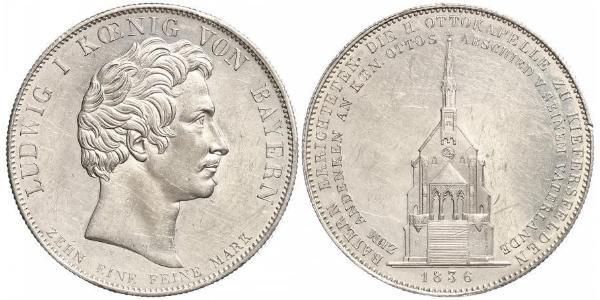 1 Thaler Kingdom of Bavaria (1806 - 1918) Silver Ludwig I of Bavaria (1786 – 1868)