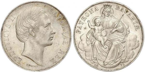 1 Thaler Kingdom of Bavaria (1806 - 1918) Silver Ludwig II of Bavaria (1845 – 1886)