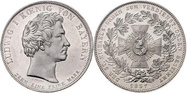 1 Thaler Kingdom of Bavaria (1806 - 1918) Silver Ludwig I of Bavaria (1786 – 1868)