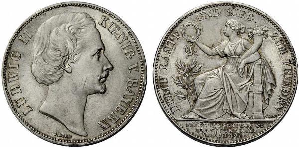 1 Thaler Kingdom of Bavaria (1806 - 1918) Silver Ludwig II of Bavaria (1845 – 1886)