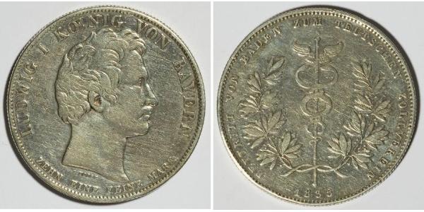 1 Thaler Kingdom of Bavaria (1806 - 1918) Silver Ludwig I of Bavaria (1786 – 1868)