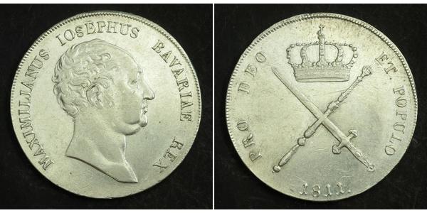 1 Thaler Kingdom of Bavaria (1806 - 1918) Silver Maximilian I Joseph of Bavaria (1756 - 1825)