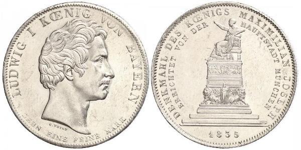 1 Thaler Kingdom of Bavaria (1806 - 1918) Silver Ludwig I of Bavaria (1786 – 1868)