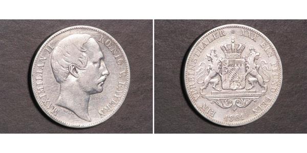 1 Thaler Kingdom of Bavaria (1806 - 1918) Silver Maximilian II of Bavaria (1811 - 1864)