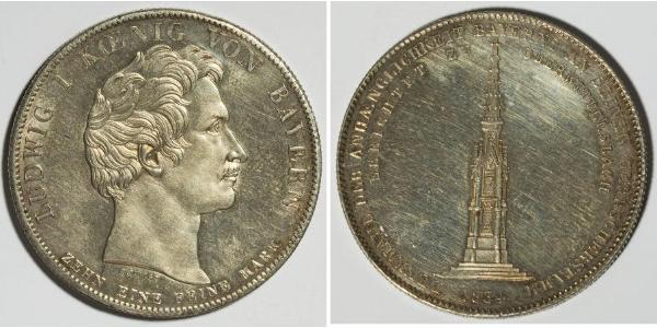 1 Thaler Kingdom of Bavaria (1806 - 1918) Silver Ludwig I of Bavaria (1786 – 1868)