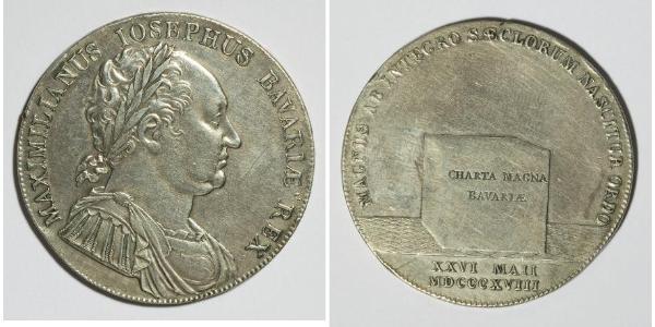 1 Thaler Kingdom of Bavaria (1806 - 1918) Silver Maximilian I Joseph of Bavaria (1756 - 1825)