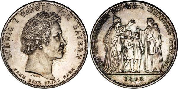 1 Thaler Kingdom of Bavaria (1806 - 1918) Silver Ludwig I of Bavaria (1786 – 1868)