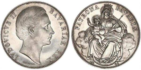 1 Thaler Kingdom of Bavaria (1806 - 1918) Silver Ludwig II of Bavaria (1845 – 1886)