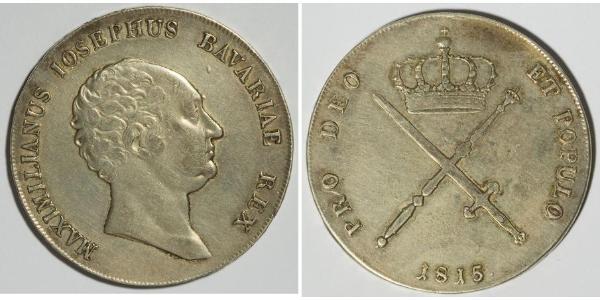 1 Thaler Kingdom of Bavaria (1806 - 1918) Silver Maximilian I Joseph of Bavaria (1756 - 1825)