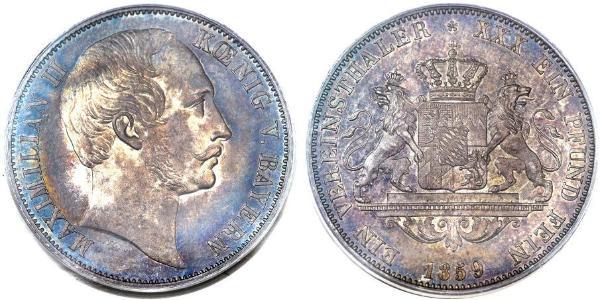 1 Thaler Kingdom of Bavaria (1806 - 1918) Silver Maximilian II of Bavaria (1811 - 1864)