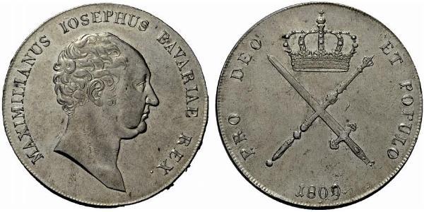 1 Thaler Kingdom of Bavaria (1806 - 1918) Silver Maximilian I Joseph of Bavaria (1756 - 1825)