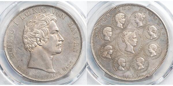1 Thaler Kingdom of Bavaria (1806 - 1918) Silver Ludwig I of Bavaria (1786 – 1868)