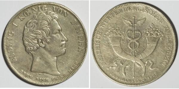 1 Thaler Kingdom of Bavaria (1806 - 1918) Silver Ludwig I of Bavaria (1786 – 1868)