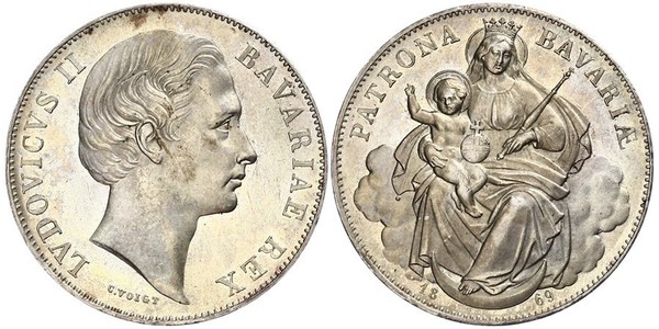 1 Thaler Kingdom of Bavaria (1806 - 1918) Silver Ludwig II of Bavaria (1845 – 1886)