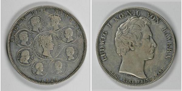 1 Thaler Kingdom of Bavaria (1806 - 1918) Silver Ludwig I of Bavaria (1786 – 1868)