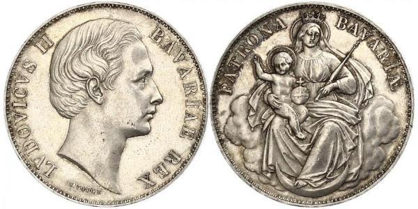 1 Thaler Kingdom of Bavaria (1806 - 1918) Silver Ludwig II of Bavaria (1845 – 1886)