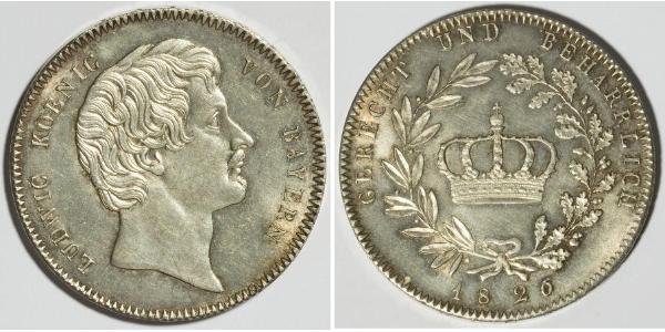 1 Thaler Kingdom of Bavaria (1806 - 1918) Silver Ludwig I of Bavaria (1786 – 1868)