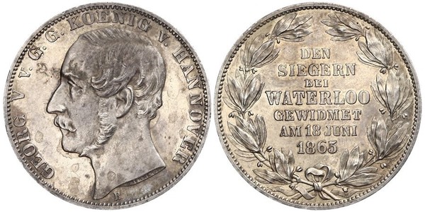 1 Thaler Kingdom of Hanover (1814 - 1866) Silver George V of Hanover (1819 - 1878)