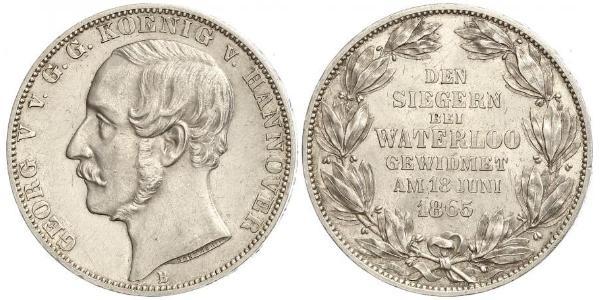 1 Thaler Kingdom of Hanover (1814 - 1866) Silver George V of Hanover (1819 - 1878)