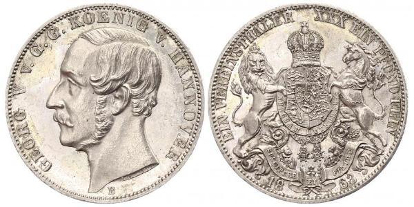 1 Thaler Kingdom of Hanover (1814 - 1866) Silver George V of Hanover (1819 - 1878)