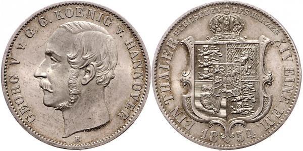 1 Thaler Kingdom of Hanover (1814 - 1866) Silver George V of Hanover (1819 - 1878)