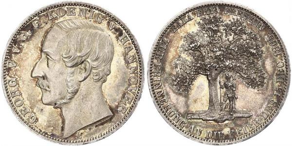 1 Thaler Kingdom of Hanover (1814 - 1866) Silver George V of Hanover (1819 - 1878)