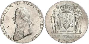 1 Thaler Kingdom of Prussia (1701-1918) Silver Frederick William III of Prussia (1770 -1840)