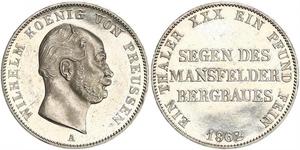 1 Thaler Kingdom of Prussia (1701-1918) Silver Wilhelm I, German Emperor (1797-1888)