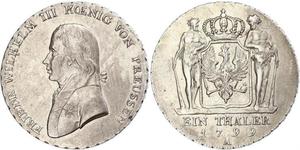 1 Thaler Kingdom of Prussia (1701-1918) Silver Frederick William III of Prussia (1770 -1840)