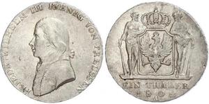 1 Thaler Kingdom of Prussia (1701-1918) Silver Frederick William III of Prussia (1770 -1840)