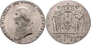 1 Thaler Kingdom of Prussia (1701-1918) Silver Frederick William III of Prussia (1770 -1840)