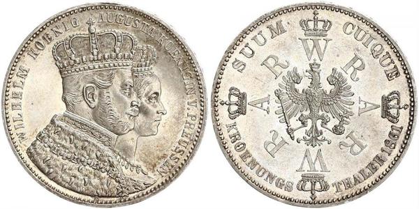 1 Thaler Kingdom of Prussia (1701-1918) Silver Wilhelm I, German Emperor (1797-1888)