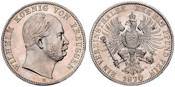 1 Thaler Kingdom of Prussia (1701-1918) Silver Wilhelm I, German Emperor (1797-1888)