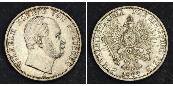 1 Thaler Kingdom of Prussia (1701-1918) Silver Wilhelm I, German Emperor (1797-1888)