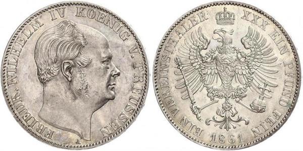 1 Thaler Kingdom of Prussia (1701-1918) Silver Frederick William IV of Prussia (1795 - 1861)