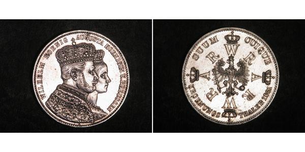 1 Thaler Kingdom of Prussia (1701-1918) Silver Wilhelm I, German Emperor (1797-1888)