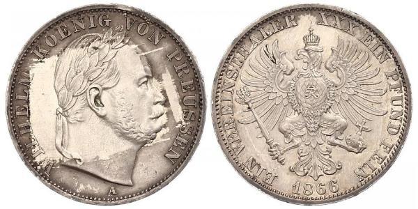 1 Thaler Kingdom of Prussia (1701-1918) Silver Wilhelm I, German Emperor (1797-1888)