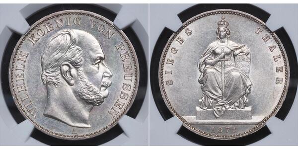 1 Thaler Kingdom of Prussia (1701-1918) Silver Wilhelm I, German Emperor (1797-1888)