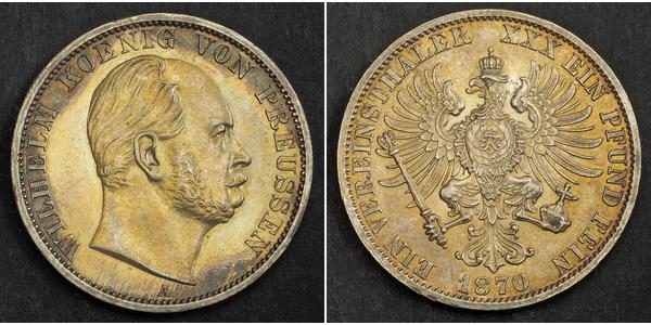 1 Thaler Kingdom of Prussia (1701-1918) Silver Wilhelm I, German Emperor (1797-1888)