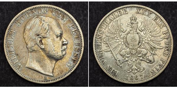 1 Thaler Kingdom of Prussia (1701-1918) Silver Wilhelm I, German Emperor (1797-1888)