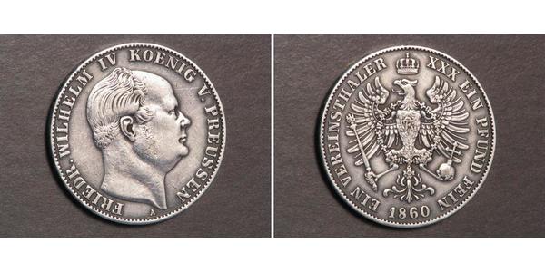 1 Thaler Kingdom of Prussia (1701-1918) Silver Frederick William IV of Prussia (1795 - 1861)