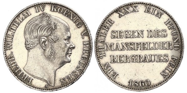 1 Thaler Kingdom of Prussia (1701-1918) Silver Frederick William IV of Prussia (1795 - 1861)