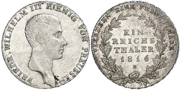 1 Thaler Kingdom of Prussia (1701-1918) Silver Frederick William III of Prussia (1770 -1840)