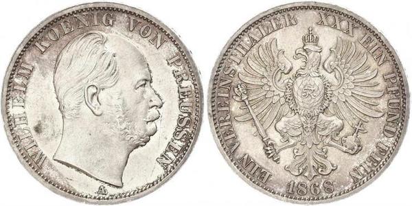 1 Thaler Kingdom of Prussia (1701-1918) Silver Wilhelm I, German Emperor (1797-1888)