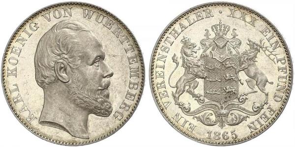 1 Thaler Kingdom of Württemberg (1806-1918) Silver Charles I of Württemberg