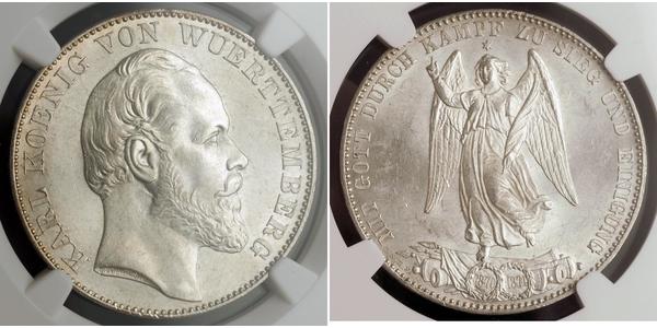 1 Thaler Kingdom of Württemberg (1806-1918) Silver Charles I of Württemberg