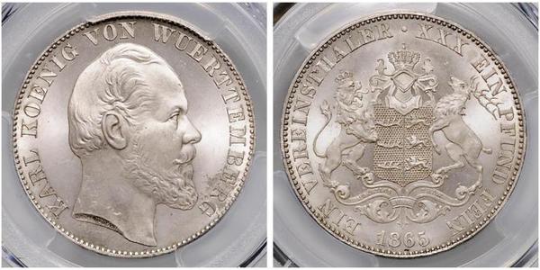 1 Thaler Kingdom of Württemberg (1806-1918) Silver Charles I of Württemberg